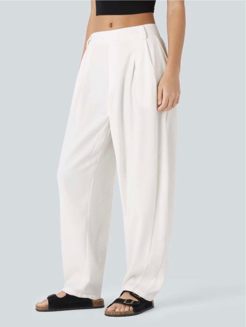 Halara Mid Rise Side Pocket Barrel Leg Work Pants #609
